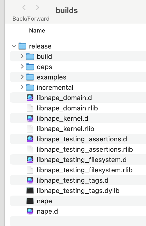 The 'builds' directory which is the output of the nape cli build.