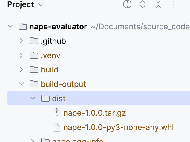 The inside of the build-output/dist directory created from the 'make build-release' command